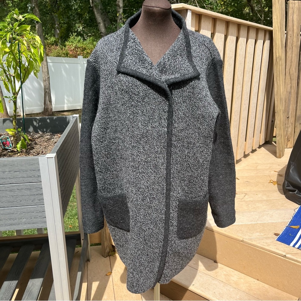 Baltic Inspirations Women’s Gray Chunky Knit Wool Blend Sweatercoat Size XL